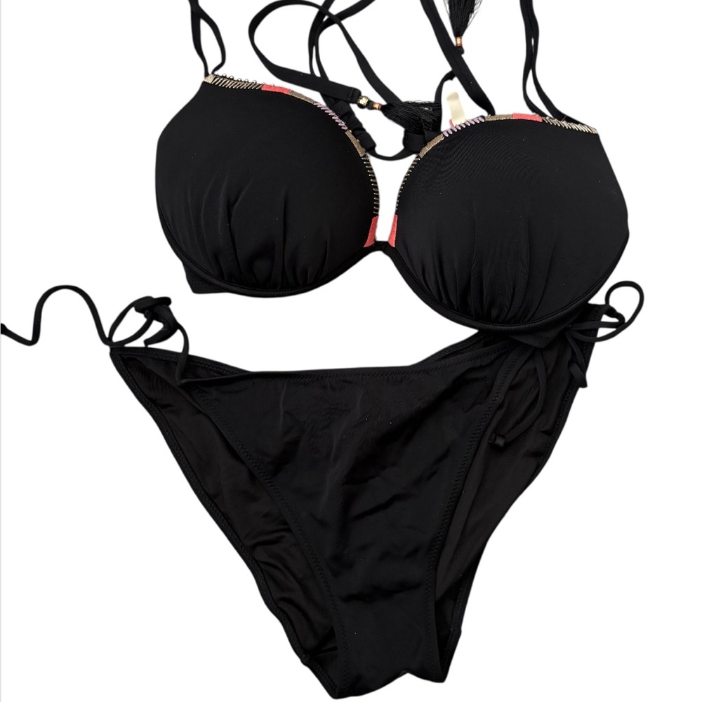 Victorias Secret The Gorgeous Padded Push Up Bikini Top & Black Bikini Bottom